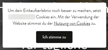 Ein Beispiel für ein Cookie-Banner mit der Schaltfläche "Ich stimme zu"