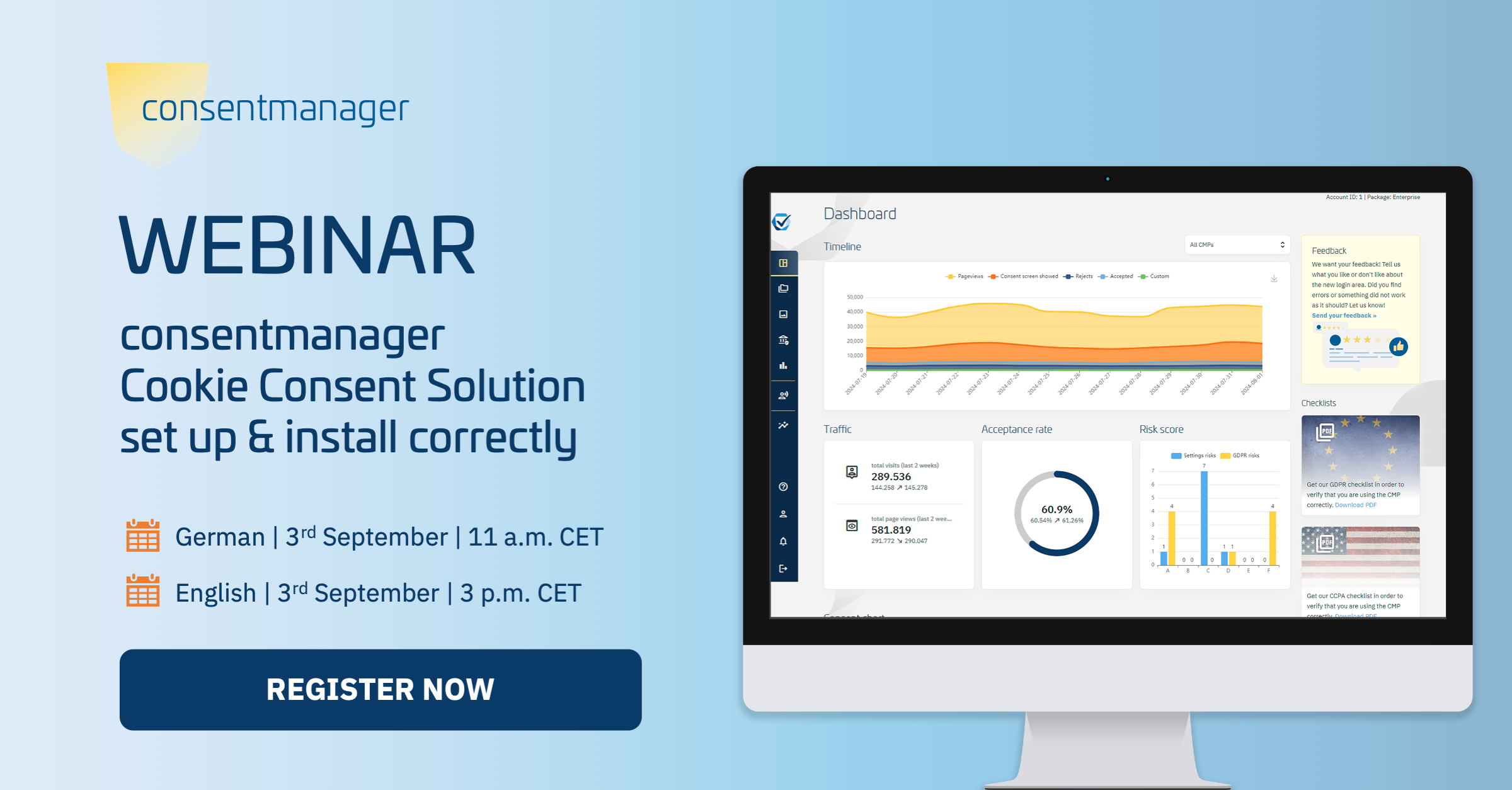 Webinar: consentmanager Cookie Consent Solution: How to set up and install it correctly