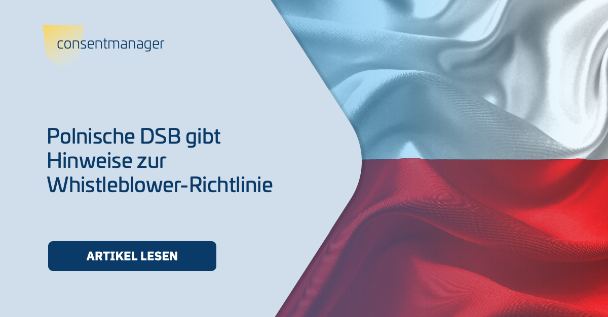 Polnische Flagge mit Text “Polnische DSB gibt Hinweise zur Whistleblower-Richtlinie”