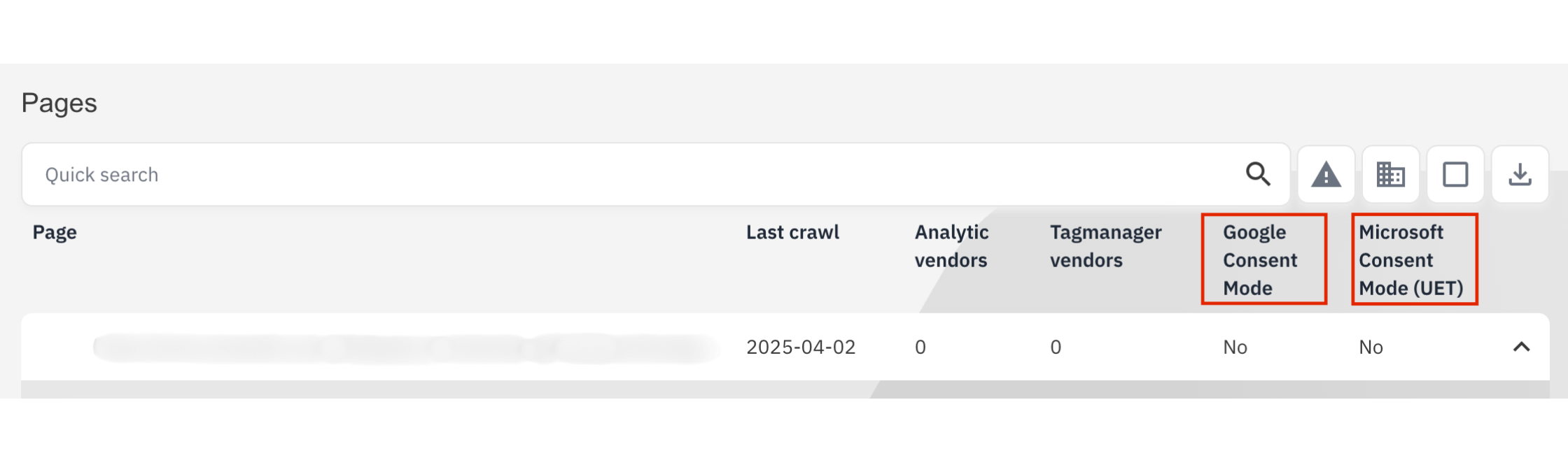 Screenshot of consentmanager Analytics Report - Consent Modes