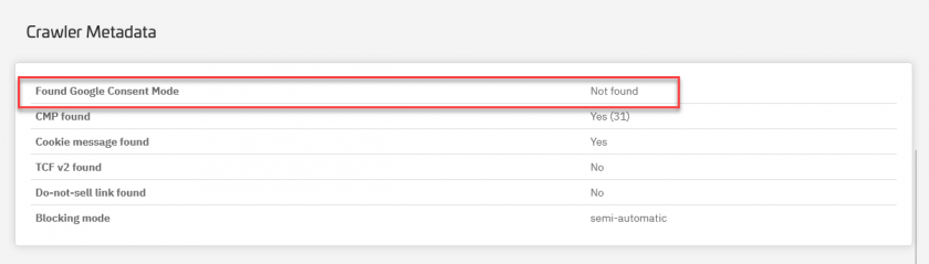 Screenshot von consentmanager Crawler