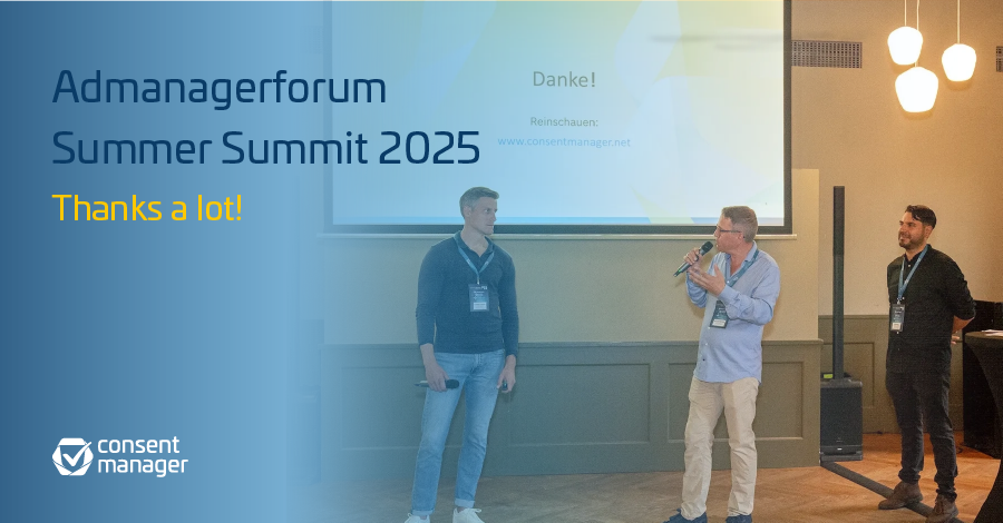 Foto von drei Männern mit dem Text „Admanager Forum Summer Summit 2025”.