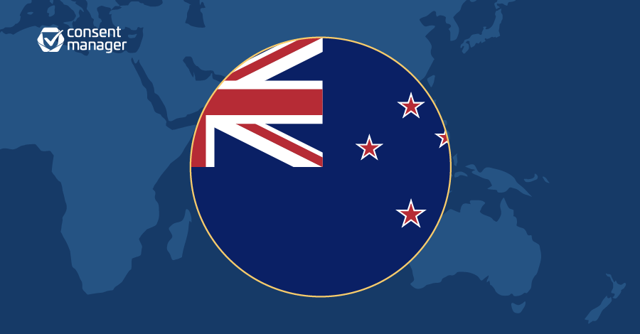 Graphic of flag of New Zealand in a circle 